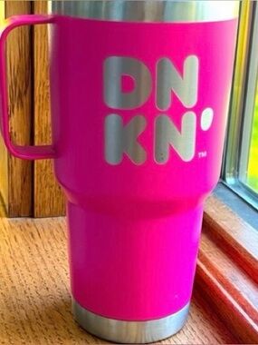 Dunkin Donuts DNKN Pink Insulated Travel Tumbler With Handle